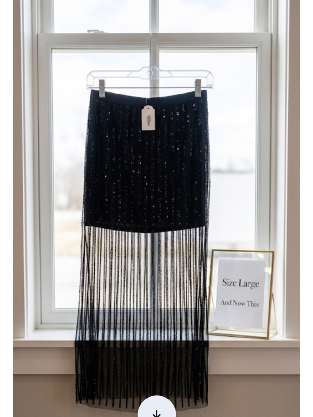 And now this large Black Sequin Midi Skirt sheer bottom size large nwt